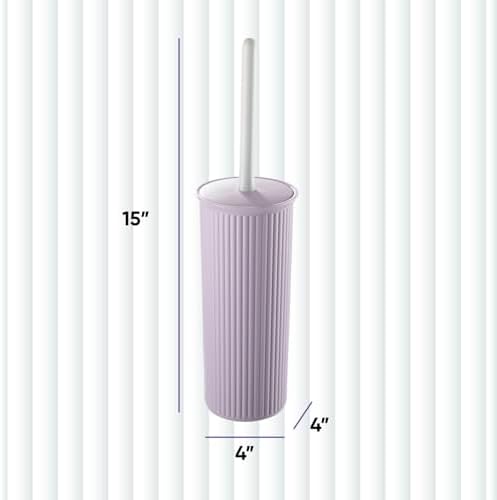 Superio Ribbed Toilet Brush with Holder Set Lilac Purple