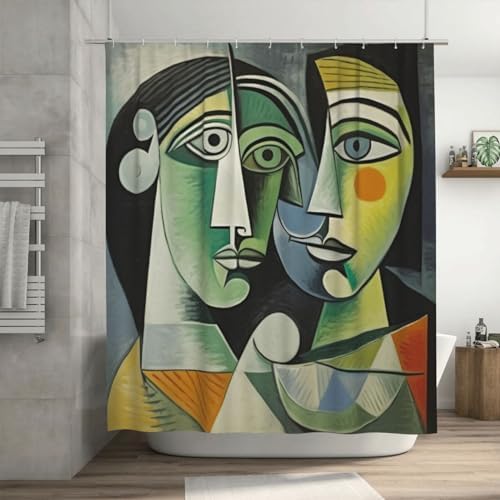 DAOWANGZUO Girl Shower Curtain Set with 12 Hooks 72x72in