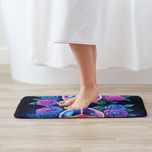 BoomDragon Anti-Slip Bath Mat with Trippy Magic Flowers Design