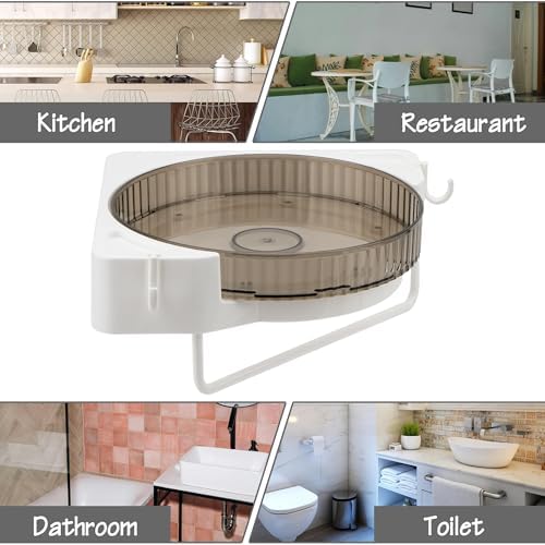 Rotating Corner Shower Caddy with Hooks and Towel Bar