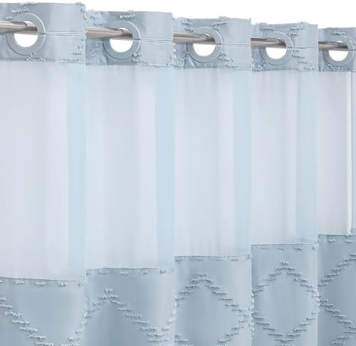 Boho FogBlue Woven Fabric Shower Curtain 72x74