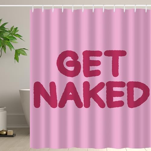 Hongma Pink Get Naked Shower Curtain 72x84 Inch 1