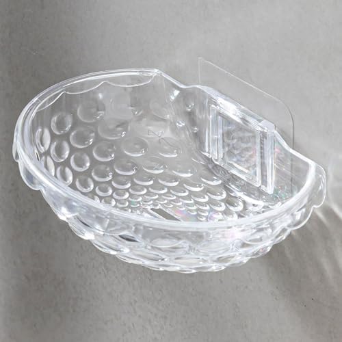 Clear Wall Mounted Soap Dish Sturdy Plastic No Drilling