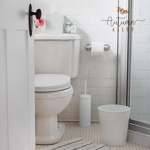 Autumn Alley White Toilet Brush with Holder Set