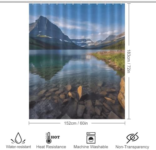 WEIHAKO Shower Curtain Set with 12 Hooks 60x72 Inches 1