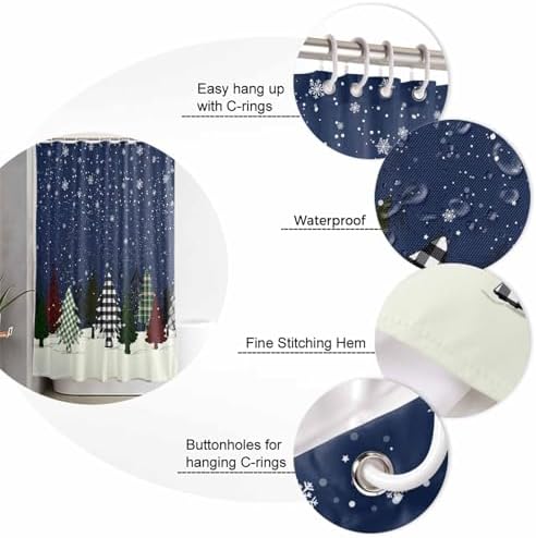ZOE GARDEN Christmas Tree Shower Curtain Set 72x72