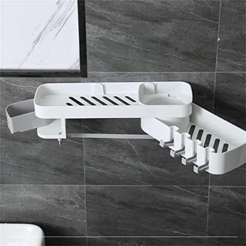 OWOT Adhesive Shower Caddy with 4 Hooks and Expandable Design