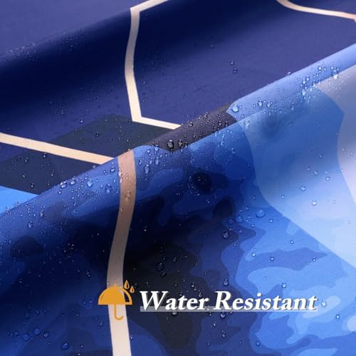 No Hook Royal Blue Shower Curtain with Snap-in Liner Set