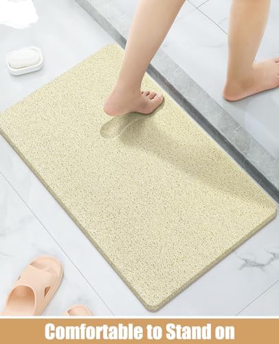 OTHWAY Non Slip Shower Mat for Wet Areas PVC Loofah Mat Beige