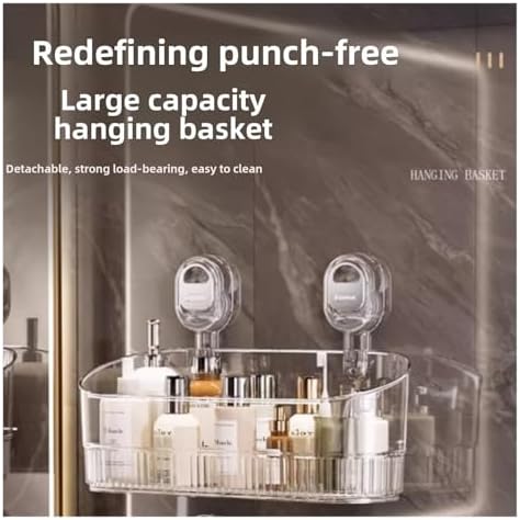 No Drill Bathroom Suction Storage Box with Large Capacity