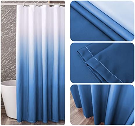 YI ZE Ombre Shower Curtain Set Navy Blue 72x72