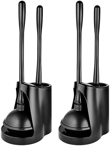 Toilet Plunger and Brush Set - 2 Pack Black