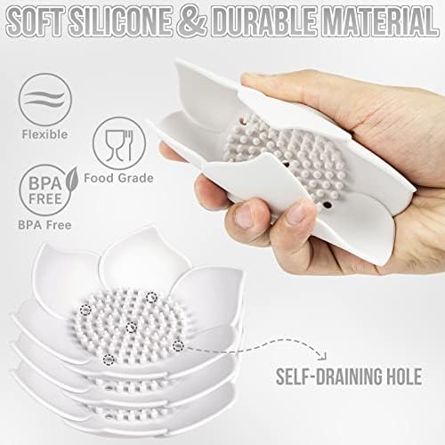 WhistenFla 2 Pack Lotus Flower Shape Silicone Soap Dish