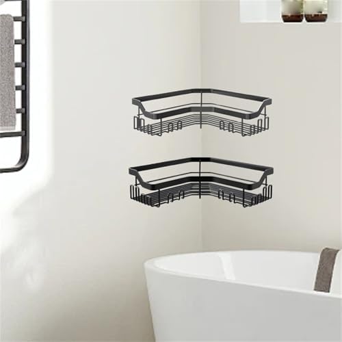 Corner Shower Caddy 2 Pcs No Drilling Black L