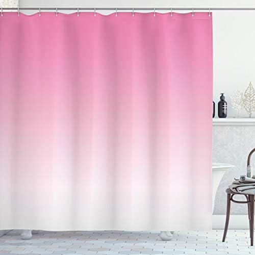Ambesonne Pale Pink Ombre Shower Curtain Set with 12 Hooks