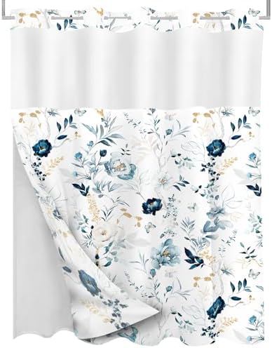 Tititex No Hooks Snap-in Liner Shower Curtain 72x72