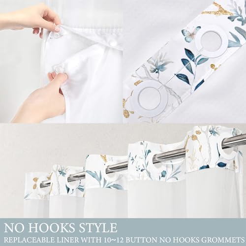 Tititex No Hooks Snap-in Liner Shower Curtain 72x72