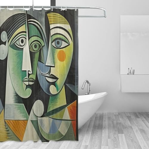 DAOWANGZUO Girl Shower Curtain Set with 12 Hooks 72x72in