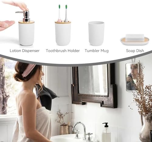 Bathroom Bin and Toilet Brush Set 4PCS