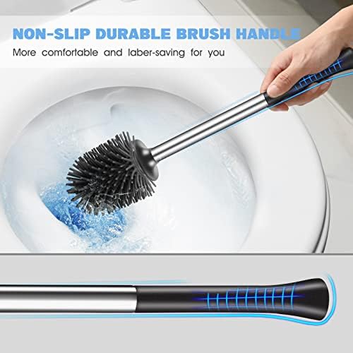 HAMITOR 2Pack Toilet Brush Holder Set - Silicone Stainless Steel