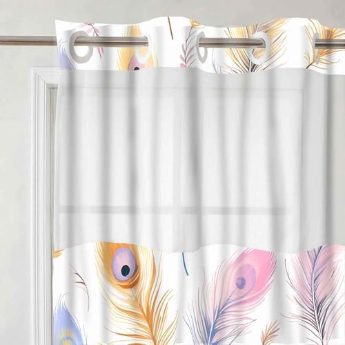 Gdmoon Colorful Peacock Feather Shower Curtain Set