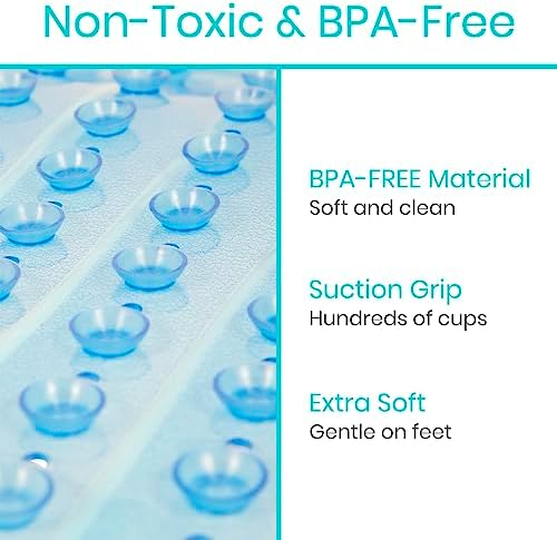 Vive Non-Slip Square Shower Mat with Suction Cups