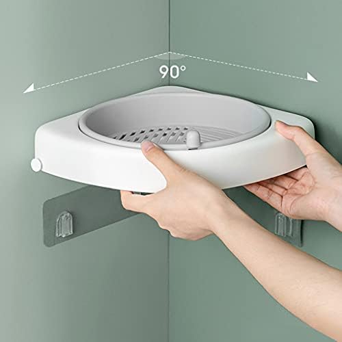 WISHNYMPH Wall-Mounted Rotating Shelf with Hooks Pink