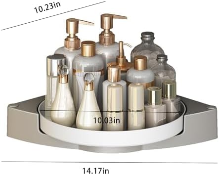 Corner Shower Caddy with Lazy Susan Organizer No Drilling