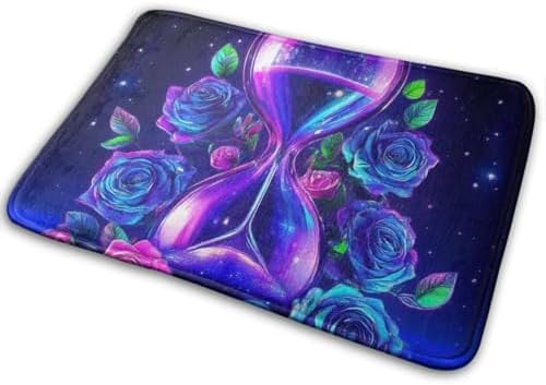BoomDragon Anti-Slip Bath Mat with Trippy Magic Flowers Art