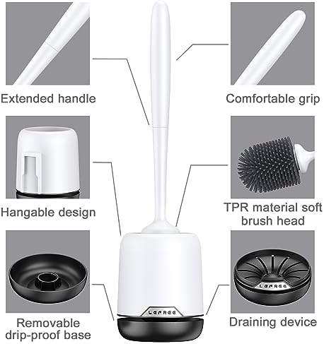 Lefree Toilet Brush Set with Ventilated Holder and Wall Mount Option