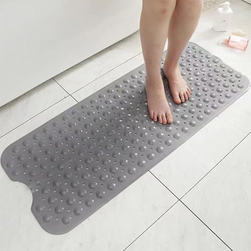 SAISAIXU Extra Long Non-Slip Bath Mat with Suction Cups and Drain Holes
