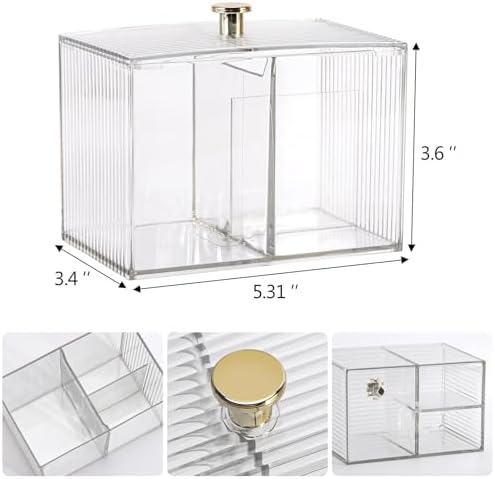 Tbestmax Qtip Holder Dispenser 3 Section Clear Organizer