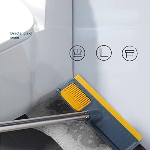 NA Bathroom Floor Brush with Long Handle and Dual-Purpose Wiper