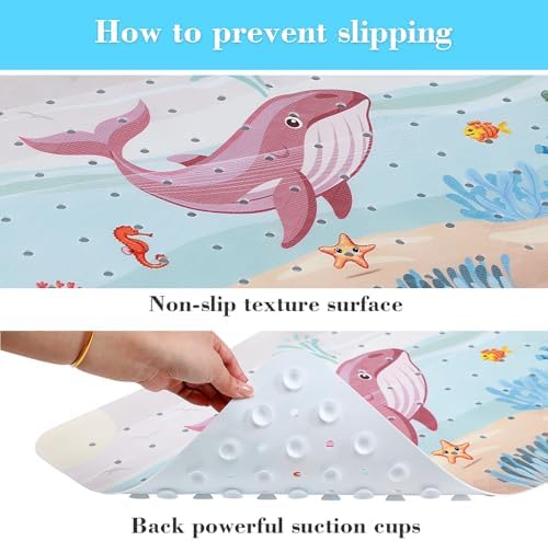 Secopad Baby Bath Mat with Suction Cups and Cartoon Design