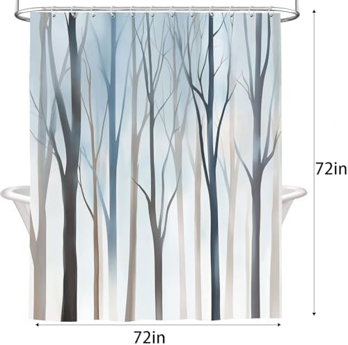 Boho Tree Shower Curtain Set with 12 Hooks 72X72IN