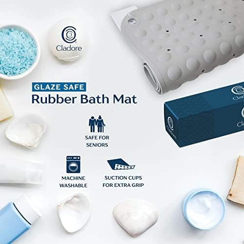 Cladore Extra Large Bath Mat Non-Slip Rubber 35L x 16W Gray