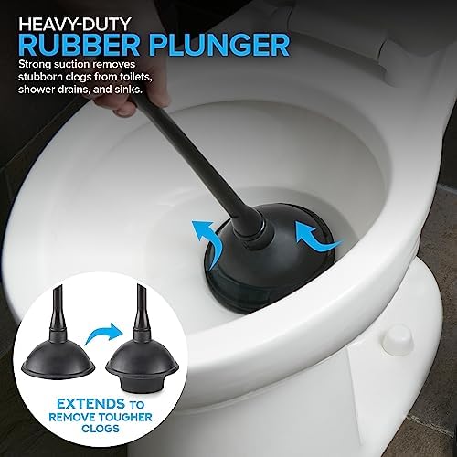 Toilet Plunger and Brush Set - 2 Pack Black
