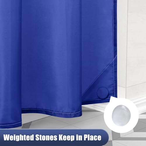 OLANLY Luxury Royal Blue Ombre Shower Curtain Set with 12 Hooks 72x72 Inches