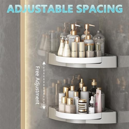 Corner Shower Caddy with Lazy Susan Organizer No Drilling
