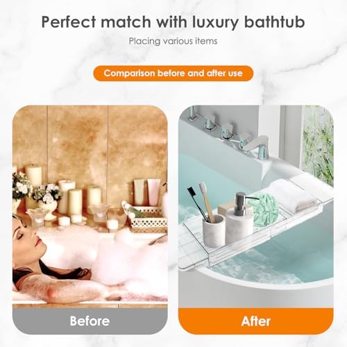 Adjustable Clear Bathtub Caddy Tray for Home