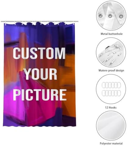 Custom Personalized Shower Curtain - Funny DIY 36x72 Inch Waterproof Liner with 12 Hooks