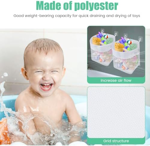 LYDODOKA 2Pcs Bath Toy Storage Holder with 4 Hooks