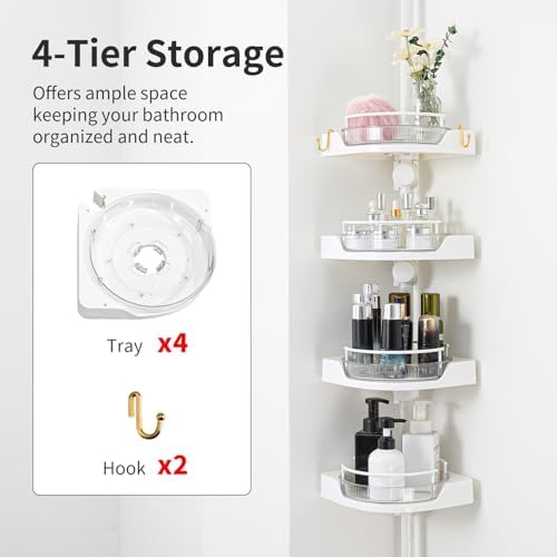 Shuang Qing 4-Tier Rotating Shower Caddy with Safety Guardrail
