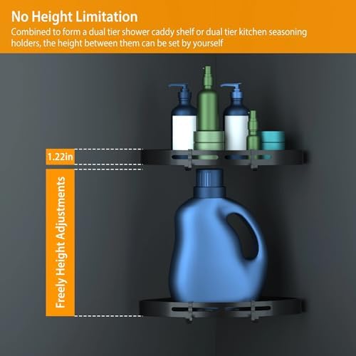 2Pcs Corner Shower Caddy Shelf with Adhesive Mount 1