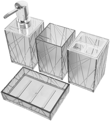 Garneck Bathroom Soap Dispenser Set with Shampoo Toothbrush Holder