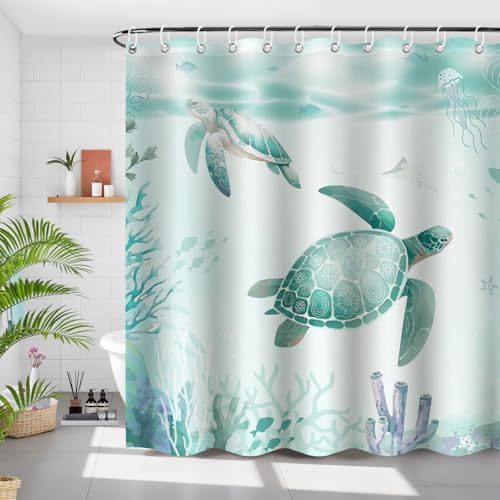 LSYDCARM Sea Turtle Shower Curtain 71x71 Waterproof