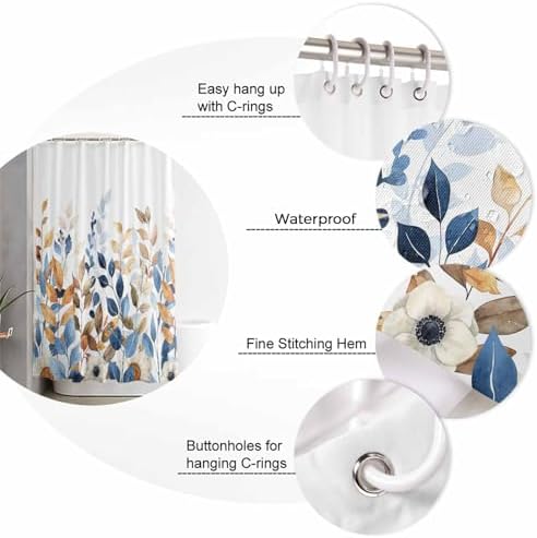 ZOE GARDEN Fall Eucalyptus Shower Curtain Set 1