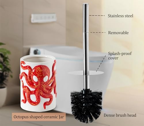 Octopus Toilet Brush Holder Set with Adjustable Handle 1