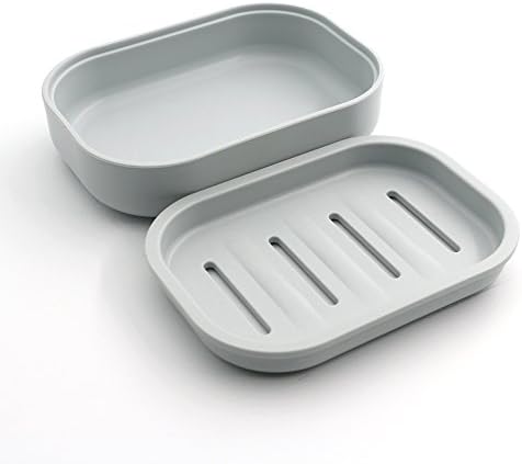 UVIVIU Plastic Soap Dish Container Keeps Soap Dry Easy Cleaning Grey Blue