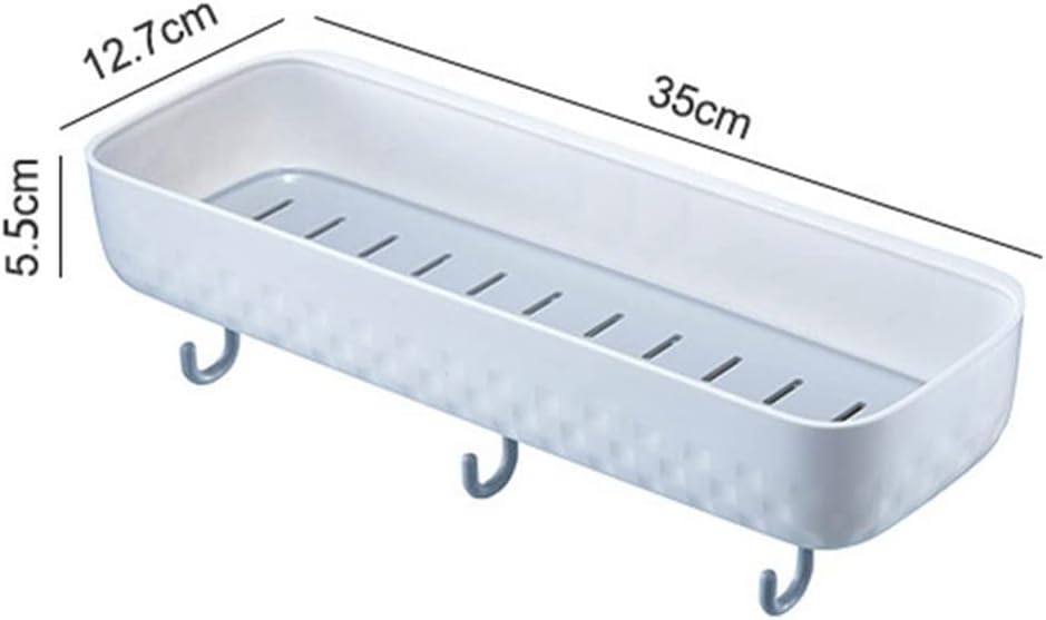 Wall Mounted Shower Caddy With Three Hooks and Drain Hole